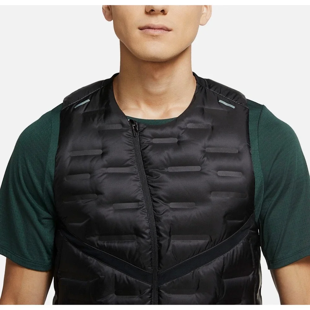 Nike Vest Aeroloft Stay Warm Woven Running Reflective Down Black Mens XL